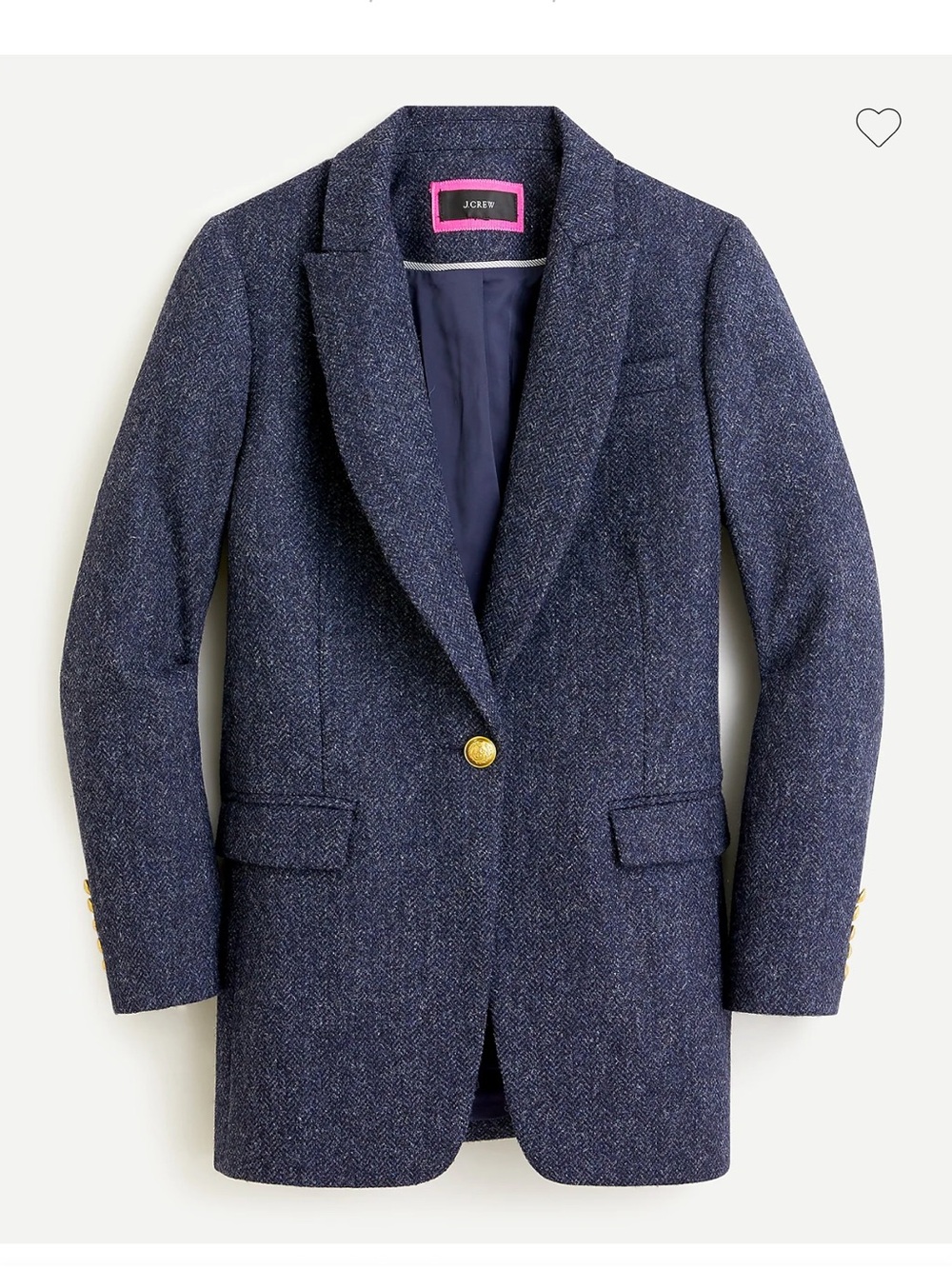 J. Crew Parke Navy Herringbone Wool Blazer Coat